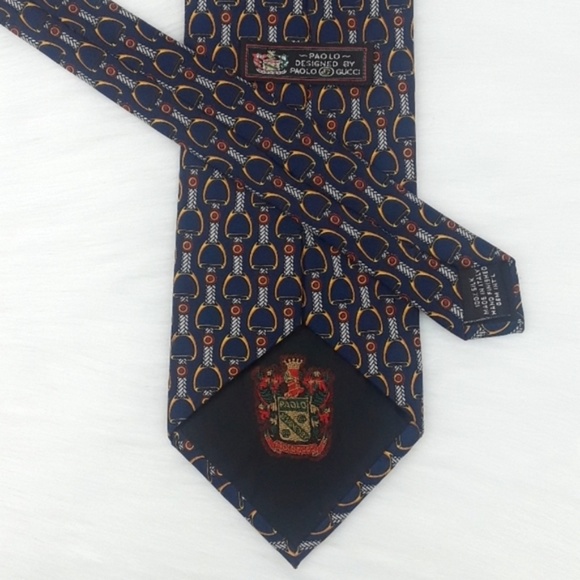 Paolo Gucci Navy Silk Tie - Picture 3 of 3
